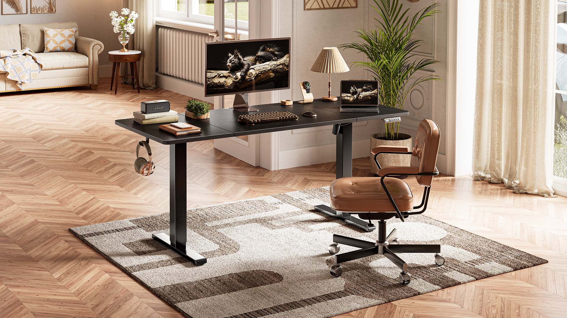 youページ　テーブル Amazon.com: Huuger 55 x 28 Large Electric Standing Desk, Height